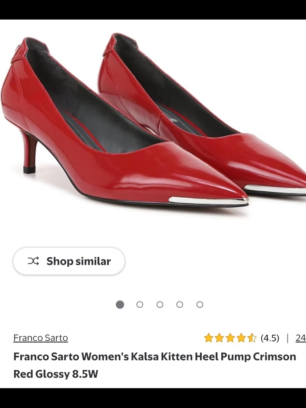 Franco Sarto Red Patent Pointed-Toe Kitten Heel Pumps